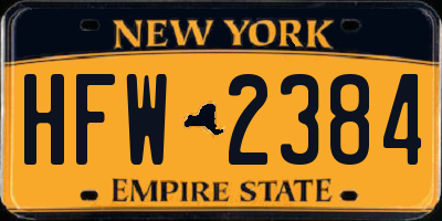 NY license plate HFW2384