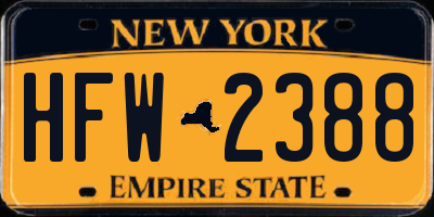 NY license plate HFW2388
