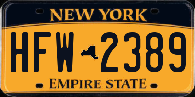 NY license plate HFW2389