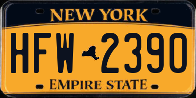 NY license plate HFW2390