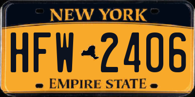 NY license plate HFW2406