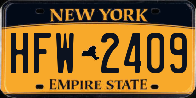 NY license plate HFW2409