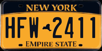 NY license plate HFW2411