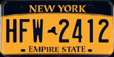 NY license plate HFW2412