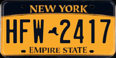 NY license plate HFW2417