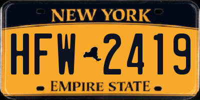 NY license plate HFW2419