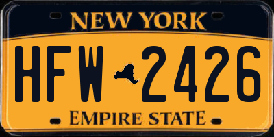 NY license plate HFW2426