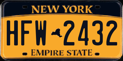 NY license plate HFW2432