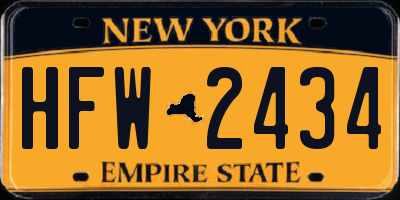 NY license plate HFW2434