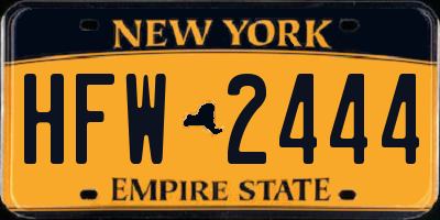 NY license plate HFW2444