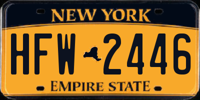 NY license plate HFW2446