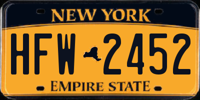 NY license plate HFW2452