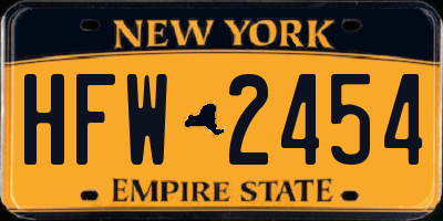 NY license plate HFW2454