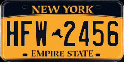 NY license plate HFW2456