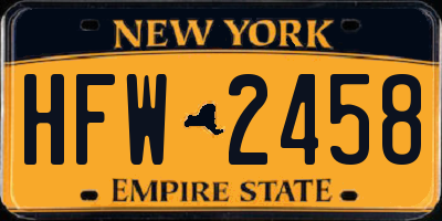 NY license plate HFW2458