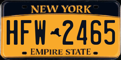 NY license plate HFW2465
