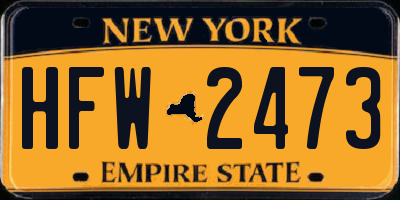 NY license plate HFW2473