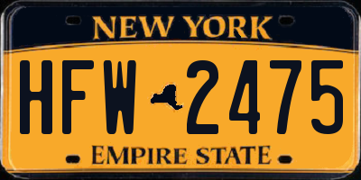 NY license plate HFW2475