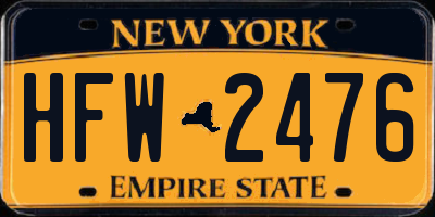 NY license plate HFW2476