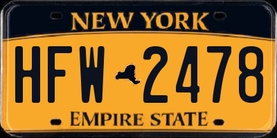 NY license plate HFW2478