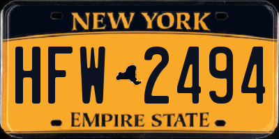 NY license plate HFW2494