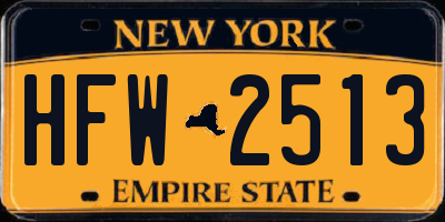 NY license plate HFW2513