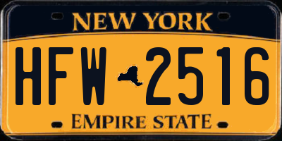 NY license plate HFW2516