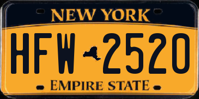 NY license plate HFW2520