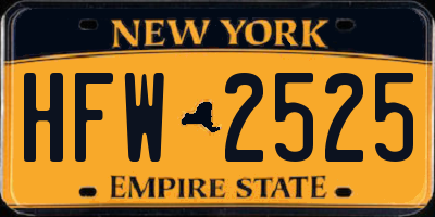 NY license plate HFW2525