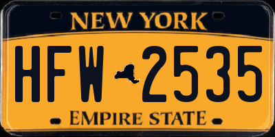 NY license plate HFW2535