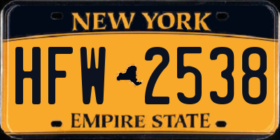 NY license plate HFW2538