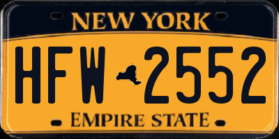 NY license plate HFW2552