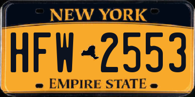 NY license plate HFW2553