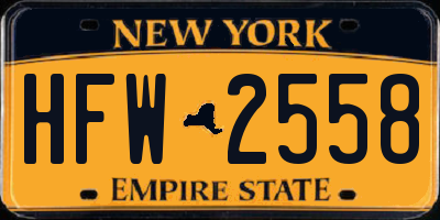 NY license plate HFW2558