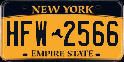 NY license plate HFW2566