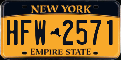 NY license plate HFW2571