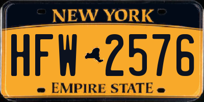 NY license plate HFW2576