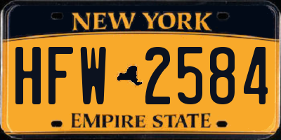NY license plate HFW2584