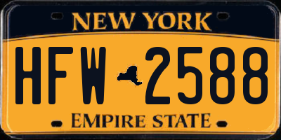 NY license plate HFW2588