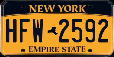 NY license plate HFW2592