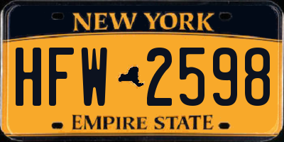 NY license plate HFW2598