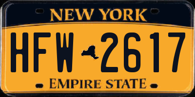NY license plate HFW2617