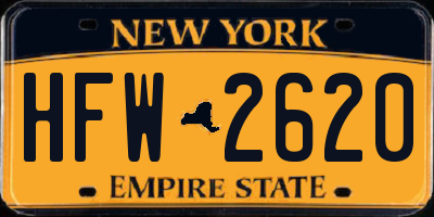 NY license plate HFW2620