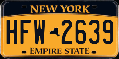 NY license plate HFW2639