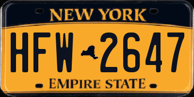NY license plate HFW2647