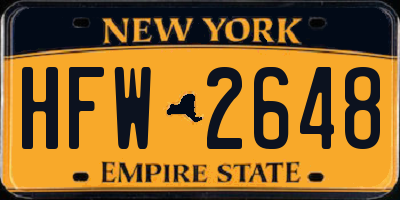 NY license plate HFW2648