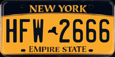 NY license plate HFW2666