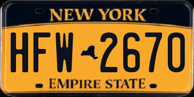 NY license plate HFW2670