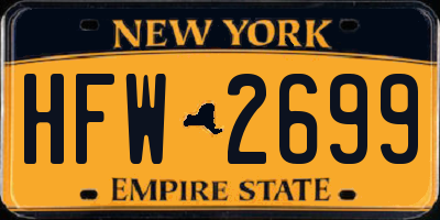 NY license plate HFW2699