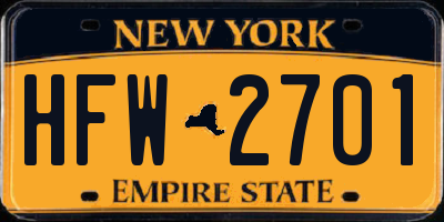 NY license plate HFW2701